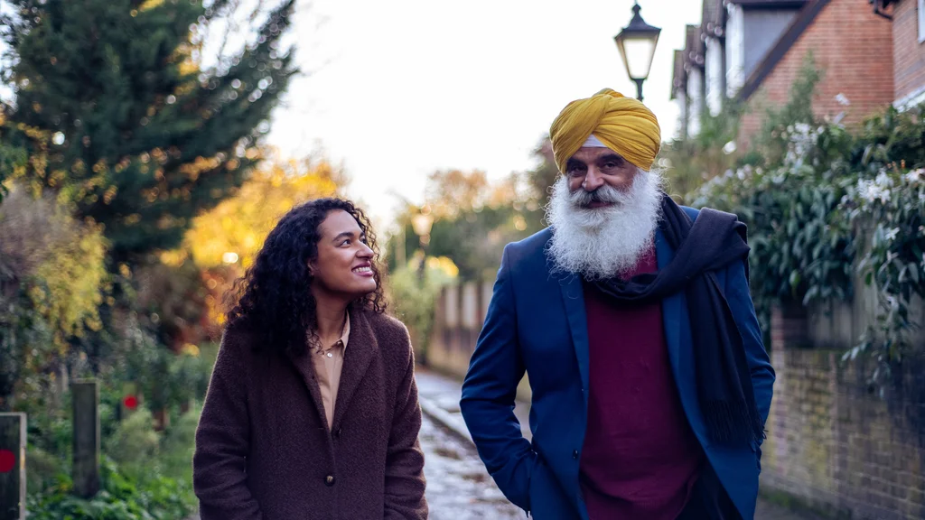 Two people walking 