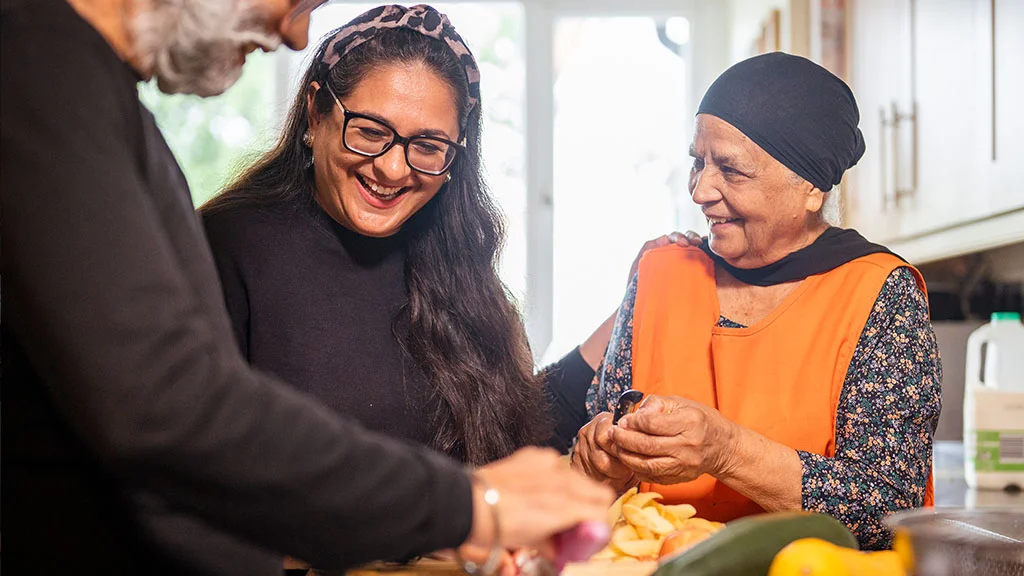 Older people cooking